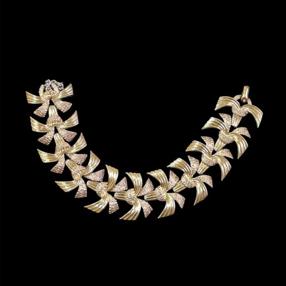 Vintage Designer Marboux Marcel Boucher Gold Tone & Rhinestone Link Bracelet 7 I - Picture 3 of 7